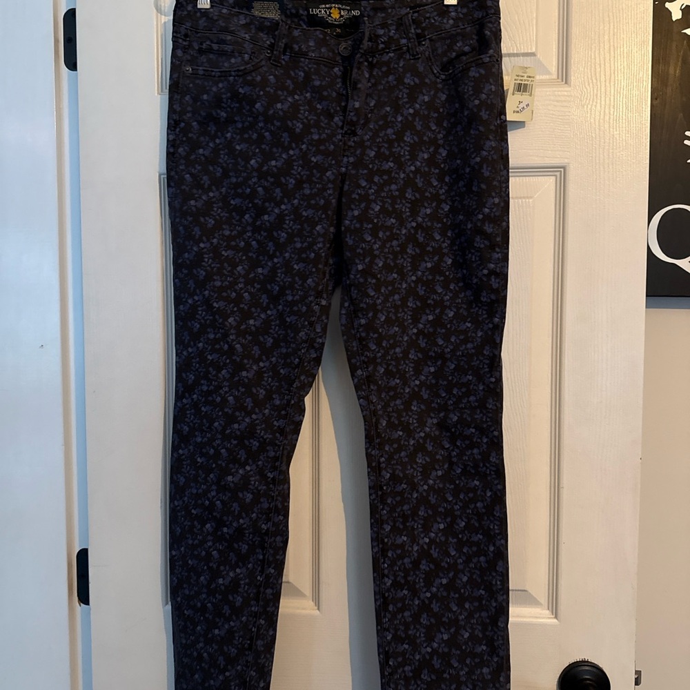 Lucky Brand Women's Blue Patterned Pants